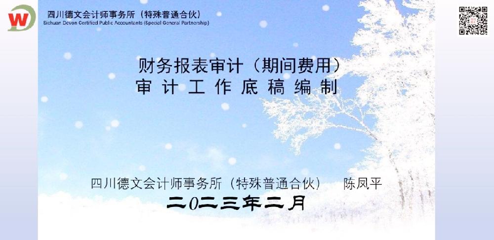四川德文会计师事务所（特殊普通合伙）定制班开展《财务报表审计（期间费用）审计工作底稿编制》培训